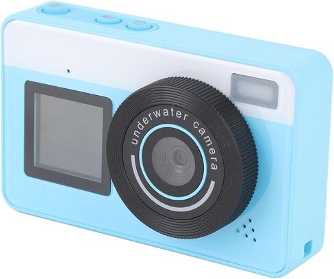 Kids Underwater Camera, IP68 Water Proof Camera for Swimming Snorkeling, 48MP 18X Zoom Digital Camera Dual Screen, for Students, Underwater Enthusiasts, with 32GB Card (Rose) (Blue) in Saudi Arabia