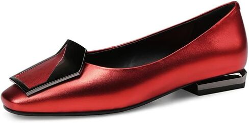 TinaCus Women's Genuine Leather Square Toe Handmade Buckle Décor Casual Flat Shoes in Saudi Arabia