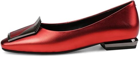 TinaCus Women's Genuine Leather Square Toe Handmade Buckle Décor Casual Flat Shoes in Saudi Arabia