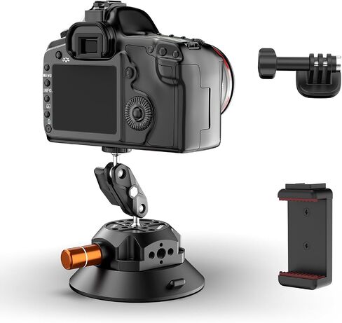 Coman 4.5 '' Cup Cup Camera Mount مع ذراع رأس الكرة السحرية ، وشفط الكاميرا المعدنية لكاميرات العمل iPhone ، وسرعان in Kuwait