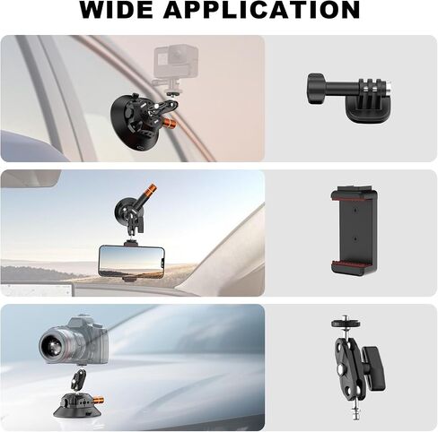 Coman 4.5 '' Cup Cup Camera Mount مع ذراع رأس الكرة السحرية ، وشفط الكاميرا المعدنية لكاميرات العمل iPhone ، وسرعان in Kuwait