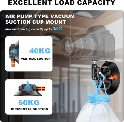 Coman 4.5 '' Cup Cup Camera Mount مع ذراع رأس الكرة السحرية ، وشفط الكاميرا المعدنية لكاميرات العمل iPhone ، وسرعان in Kuwait