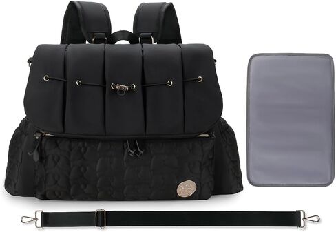 Stylish Waterproof Diaper Bag Backpack Nappy Changing Bag Travel Mummy Bag with Changing Pad & Single Shoulder Strap(Black) in Saudi Arabia