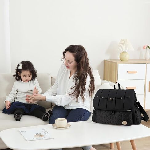 Stylish Waterproof Diaper Bag Backpack Nappy Changing Bag Travel Mummy Bag with Changing Pad & Single Shoulder Strap(Black) in Saudi Arabia
