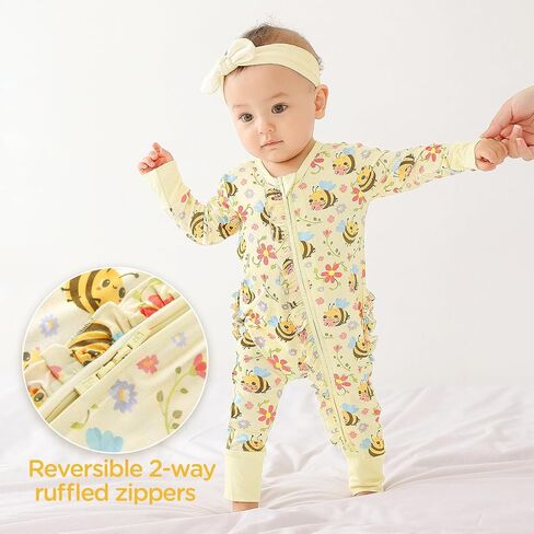 Ruffled Zippered Footless Rompers 0-36 Months in Saudi Arabia