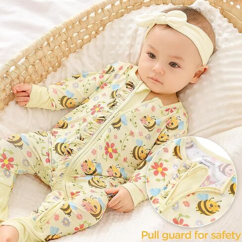 Ruffled Zippered Footless Rompers 0-36 Months in Saudi Arabia