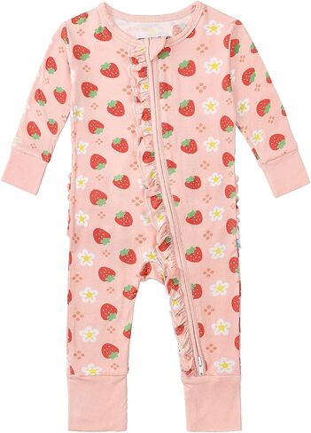 Ruffled Zippered Footless Rompers 0-36 Months in Saudi Arabia