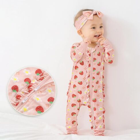 Ruffled Zippered Footless Rompers 0-36 Months in Saudi Arabia