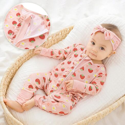 Ruffled Zippered Footless Rompers 0-36 Months in Saudi Arabia