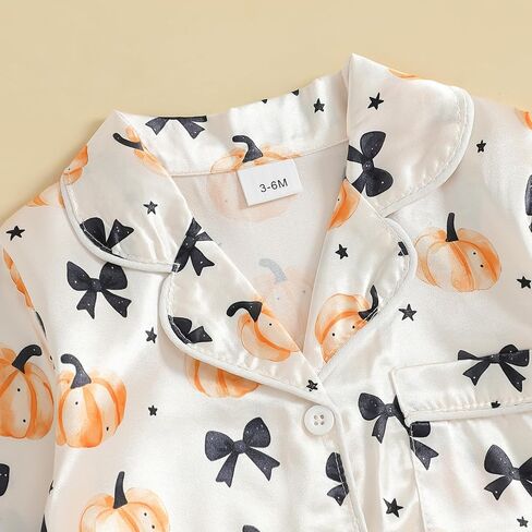 Baby Halloween Pajamas Newborn Girl Pumpkin Jumpsuit Romper Button Down Nightgown Cute One Piece Silk Pjs Sleepwear in Saudi Arabia