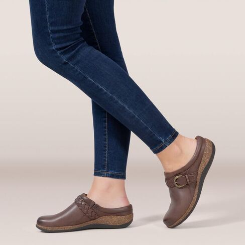 AETREX LIBBY LIBBY Orthopedic Comfort Leather Leather Clogs - Buckle القابلة للتعديل خفيفة الوزن البغال والثبات in Kuwait