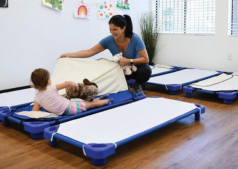 Cot Sheets for Daycare - 36 Pieces Daycare Pre-School Cot Sheet 23 x 40 Inches Daycare Essentials for Toddler and Preschool Polycotton Cot Bed Fitted Sheet Nap Sheet - Sky Blue in Saudi Arabia