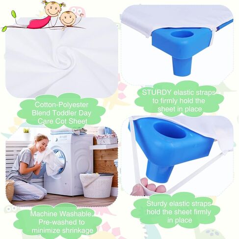 Cot Sheets for Daycare - 36 Pieces Daycare Pre-School Cot Sheet 23 x 40 Inches Daycare Essentials for Toddler and Preschool Polycotton Cot Bed Fitted Sheet Nap Sheet - Sky Blue in Saudi Arabia