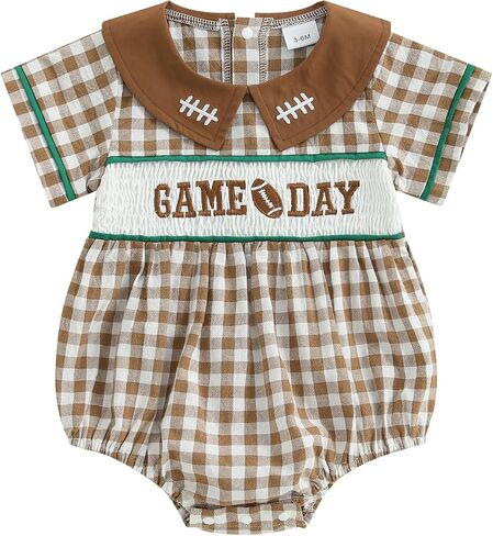 Newborn Baby Onesie Girl Summer Clothes Football Romper Doll Collar Short Sleeve Bubble Romper Infant Outfit in Saudi Arabia
