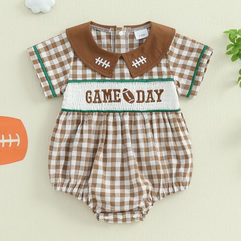 Newborn Baby Onesie Girl Summer Clothes Football Romper Doll Collar Short Sleeve Bubble Romper Infant Outfit in Saudi Arabia