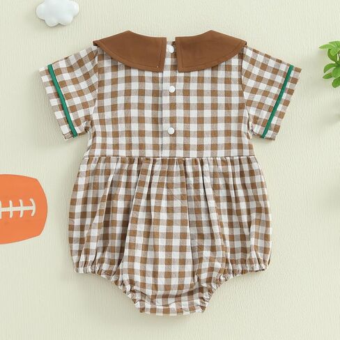 Newborn Baby Onesie Girl Summer Clothes Football Romper Doll Collar Short Sleeve Bubble Romper Infant Outfit in Saudi Arabia