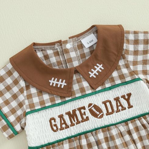 Newborn Baby Onesie Girl Summer Clothes Football Romper Doll Collar Short Sleeve Bubble Romper Infant Outfit in Saudi Arabia