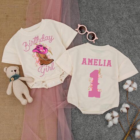 Personalized Pink Coquette Bow It'S My Birthday Bubble Romper, 1St Birthday Girl Outfit, One Year Old in Saudi Arabia
