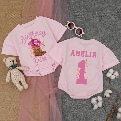 Personalized Pink Coquette Bow It'S My Birthday Bubble Romper, 1St Birthday Girl Outfit, One Year Old in Saudi Arabia