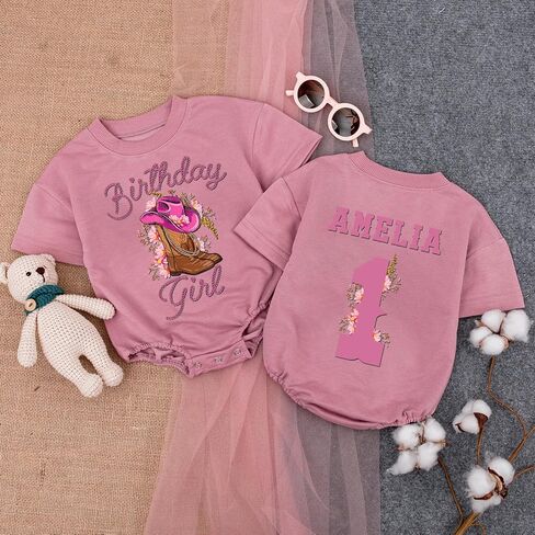 Personalized Pink Coquette Bow It'S My Birthday Bubble Romper, 1St Birthday Girl Outfit, One Year Old in Saudi Arabia