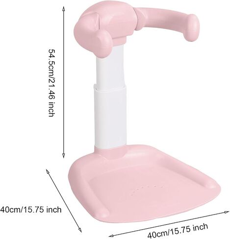 Baby Bath Stand - Foldable & Anti-Slip Shower Support with Armrest, Height-Adjustable for 6-36 Months, Anti-Pinch Shower Tower with Shower Head Holder for Infants & Toddlers Pink in Saudi Arabia