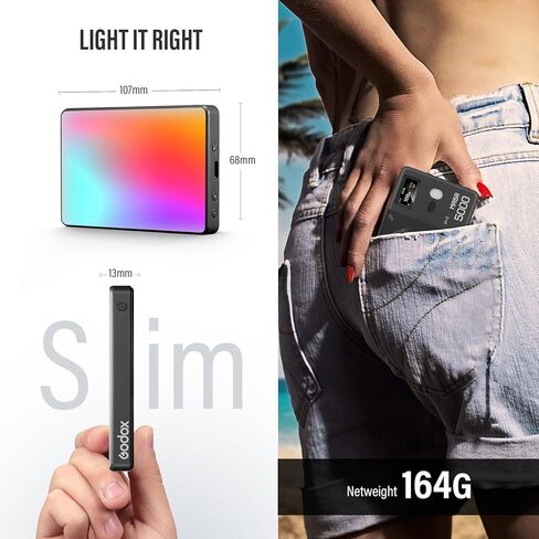 GODOX MA5R LED Fill Light with Soft Diffuser Magnetic Charging Phone Selfie Lighting Mini on Camera Lights 1800K-10000K 14 FX Modes for Selfies, YouTube, TikTok, Vlogging, Video Conferences (Black) in Kuwait