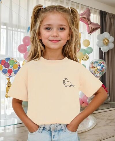 Dinosaur Graphic Dorts Tshirts for Toddler Boys Girls Dino Crewneck Shirt Kids 1-7 Years in Saudi Arabia