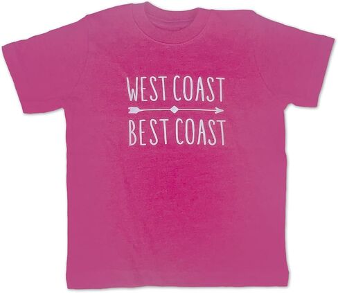 Sol Baby West Coast Best Coast Pink Tee - Girls Short Sleeve Summer T-Shirt, Crewneck & Cotton Shirts for Infants to Big Kids in Saudi Arabia