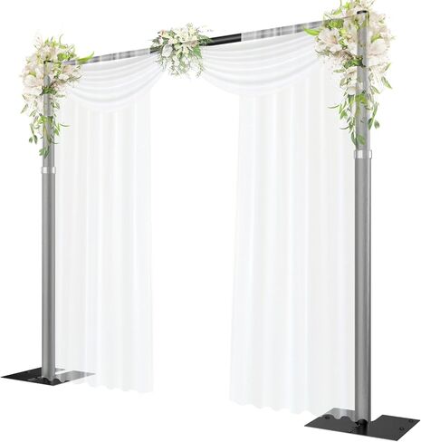 Pipe and Drape Backdrop Stand, 20x10ft Heavy Duty Adjustable Background Frame with Metal Base, Back Drop Holder for Parties Photography Wedding Photoshoot Decoration - Black in Kuwait