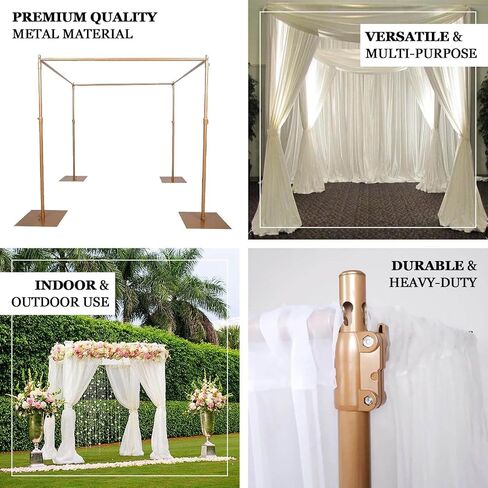 Efavormart 10ft Adjustable 4-Post Circular Black Metal Wedding Event Arch Stand, Round Backdrop Canopy Frame Chuppah in Saudi Arabia