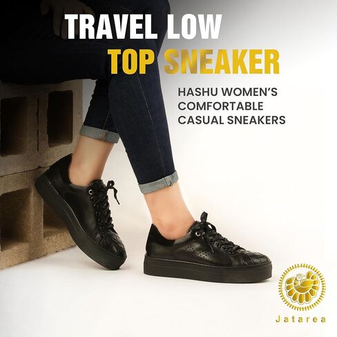 JATAREA Women's Fashion Sneakers – Genuine Leather Casual Shoes, Comfortable Cushioned Insole, TPR Rubber - Ethylene Vinyl Sole, Stylish Lifestyle, Lightweight & Durable Travel Sneakers in Kuwait