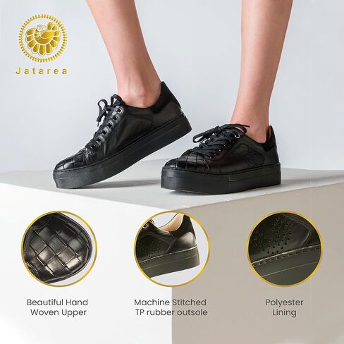 JATAREA Women's Fashion Sneakers – Genuine Leather Casual Shoes, Comfortable Cushioned Insole, TPR Rubber - Ethylene Vinyl Sole, Stylish Lifestyle, Lightweight & Durable Travel Sneakers in Kuwait