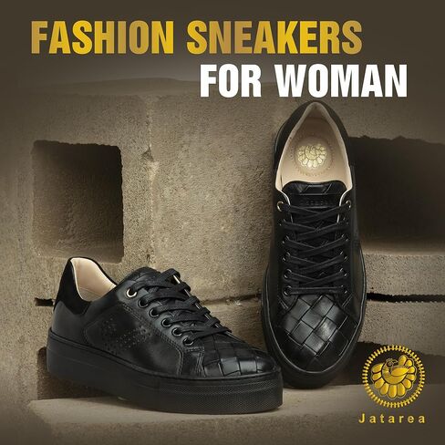 JATAREA Women's Fashion Sneakers – Genuine Leather Casual Shoes, Comfortable Cushioned Insole, TPR Rubber - Ethylene Vinyl Sole, Stylish Lifestyle, Lightweight & Durable Travel Sneakers in Kuwait