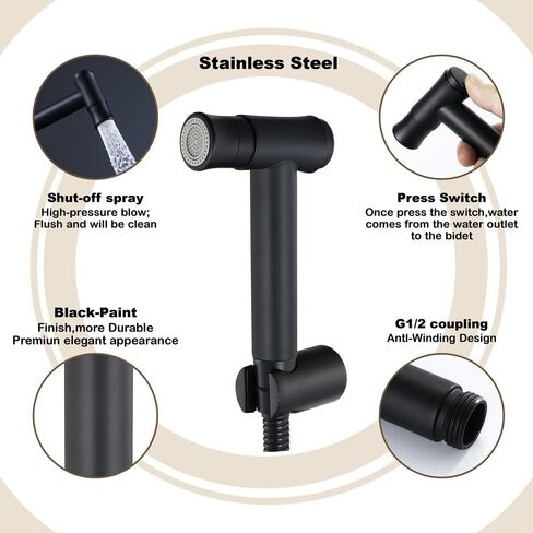 ToiletSprayer Brass Button Control Shower Sprayer Head Suit for Bathroom Cloth Diaper Pet,C(B) in Saudi Arabia