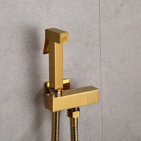 Handheld Bidet Sprayer for Toilet with Single Cold Water, Wall Mounted Toilet Bidet Sprayer Kit Brass Bathroom Cloth Diaper Sprayer Set for Personal Hygiene,Gold(Rose Gold) in Kuwait