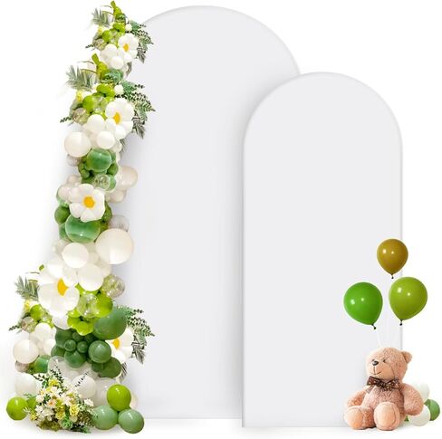Hemmotop Wedding Arch Backdrop Cover, Set of 2 (7.2ft, 6ft), 2 Sided Stretchy Spandex Fitted Balloon Arch Stand Backdrop for Birthday Party, Baby Shower, Black in Kuwait