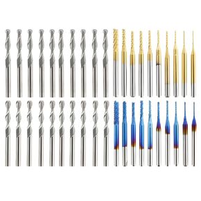 40Pcs 1/8" Shank End Mills CNC Router Bits Kit, CNC Cutter Milling Carving Bit Set Including 2-Flute Flat Nose & Ball Nose End Mill Nano Blue Coat & Titanium Coat CNC Bits