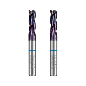 3-Flute Carbide Roughing End Mill for Aluminum 1/4" Shank 1/2" Cut 2-Pack CNC Router Bits for Aluminum Copper Magnesium Alloys Composites