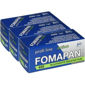 Pack of 3 Foma Fomapan ACTION 400 ASA Black/White Negative film on roll/medium format / 120 format