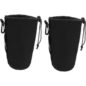 2pcs Camera Lens Protector Bag Neoprene Shockproof Case for Dslr Large Protective Pouch Carabiner