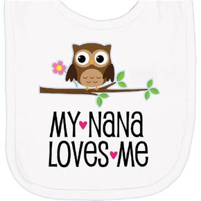 inktastic My Nana Loves Me Owl Newborn Bib