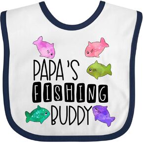 inktastic Papa's Fishing Buddy with Colorful Fish Baby Bib