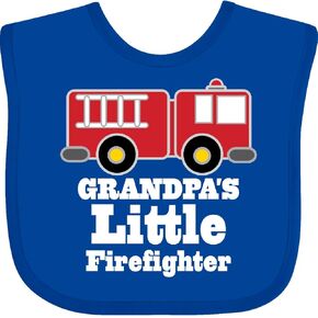 inktastic Grandpa Little Firefighter Boys Fire Truck Baby Bib