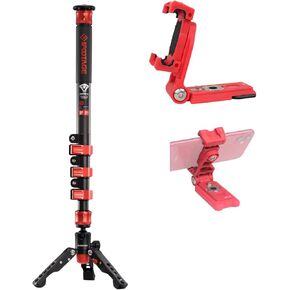 Ifootage 59 '' 'monopod + محول حامل ترايبود الهاتف الأحمر مع قاعدة ARCA QR ، مجموعة ألياف الكربون monopod ، مناسبة للتسوية ، البث المباشر ، التصوير في الهواء الطلق