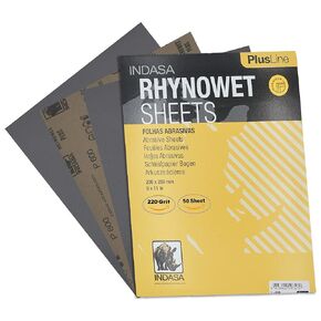 50 PCS 9x11" Wet & Dry Sandpaper Sheets, 220 GRIT, Clog-Resistant Abrasive for Wood, Metal, Auto, Paint & Clear Coat Finishing, Sand Paper Aluminum Oxide, Plusline