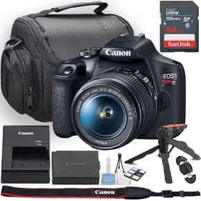 Canon EOS Rebel T7 (2000d) DSLR Camera W/EF-S 18-55mm f/3.5-5.6 IS II Lens + Camera Case + 64GB الذاكرة + مجموعة بداية ديلوكس + TRIPOD TRIPOD TRIPOD + More (15PC BUNDLE) (تجديد)
