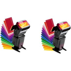 HOMSFOU 12 Color Filter Gels 2 Sets/24 Pcs Flash Temperature Film Set Lighting Gel Filters