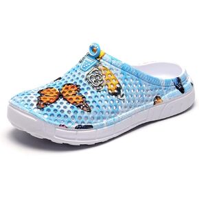 Women's Lightweight Garden Clogs Summer Sandals Butterfly Pattern Outdoor Beach Slippers