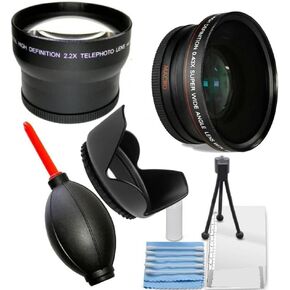 زاوية واسعة 55 مم مع عدسة ماكرو وعدسة تليفوتوغرافية 2.2x + غطاء العدسة لـ Sony FDR-AX53