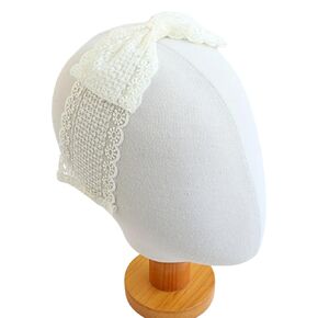 Ivory White Baby Headband with Bow, Lace Band for Infants, Soft Stretchy Headband for Newborns and Toddlers, Elegant White Bow for Hair, Christening Accessory, Photo Shoot Prop
